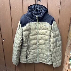 Fox Racing Down Puffer Jacket Men’s X Large Black And Green Full Zip Hooded